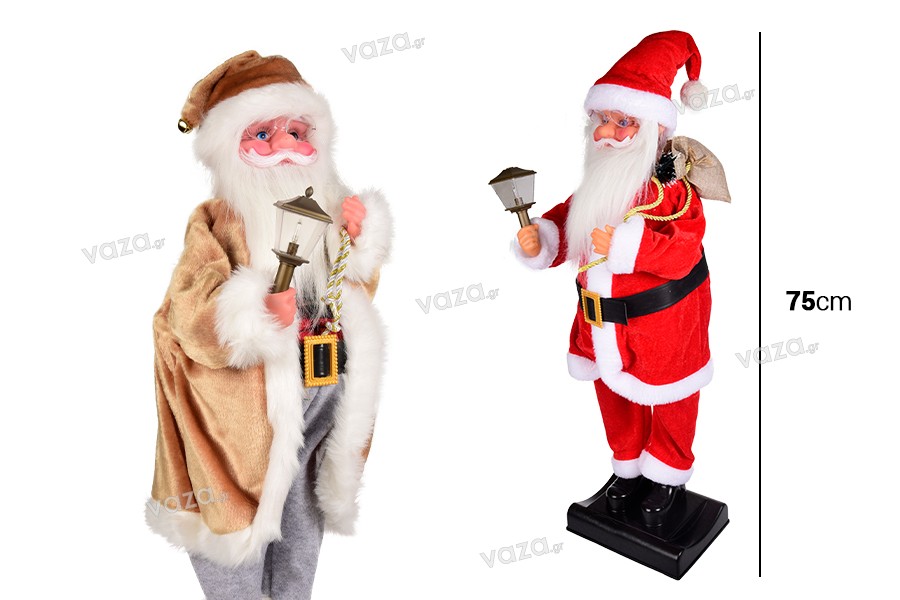 Άγιος Βασίλης διακοσμητικός με φανάρι, κίνηση και μουσική - ύψος 75 cm