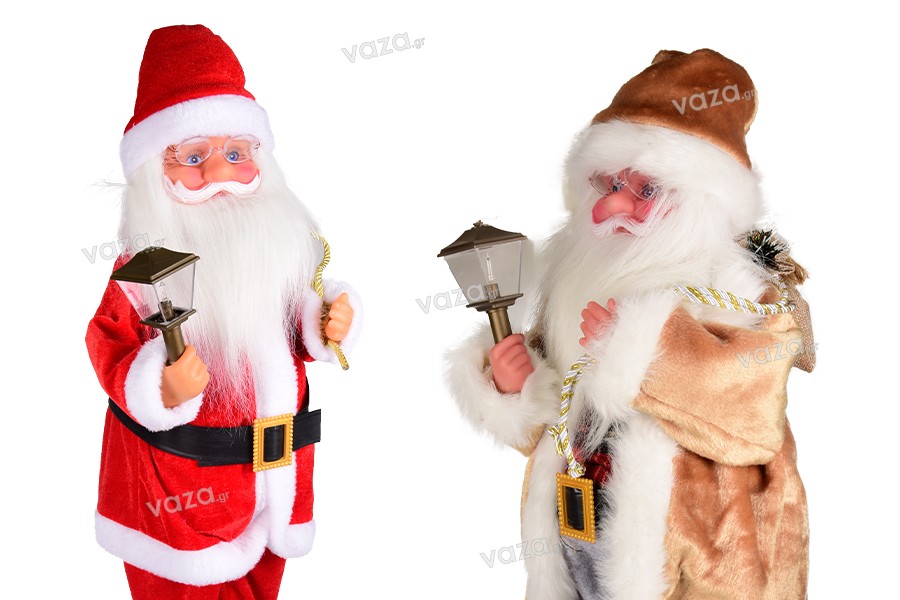Άγιος Βασίλης διακοσμητικός με φανάρι, κίνηση και μουσική - ύψος 75 cm