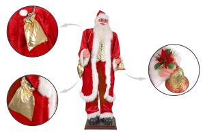 Άγιος Βασίλης διακοσμητικός, χορευτής με κίνηση και μουσική - ύψος 180 cm-εικόνα_διαστάσεις