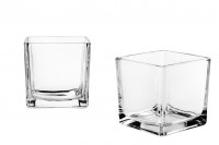 Square tealight glass holder in size 100x100 mm