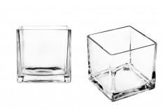 Portacandele in vetro a forma quadrata da  150x150 mm 