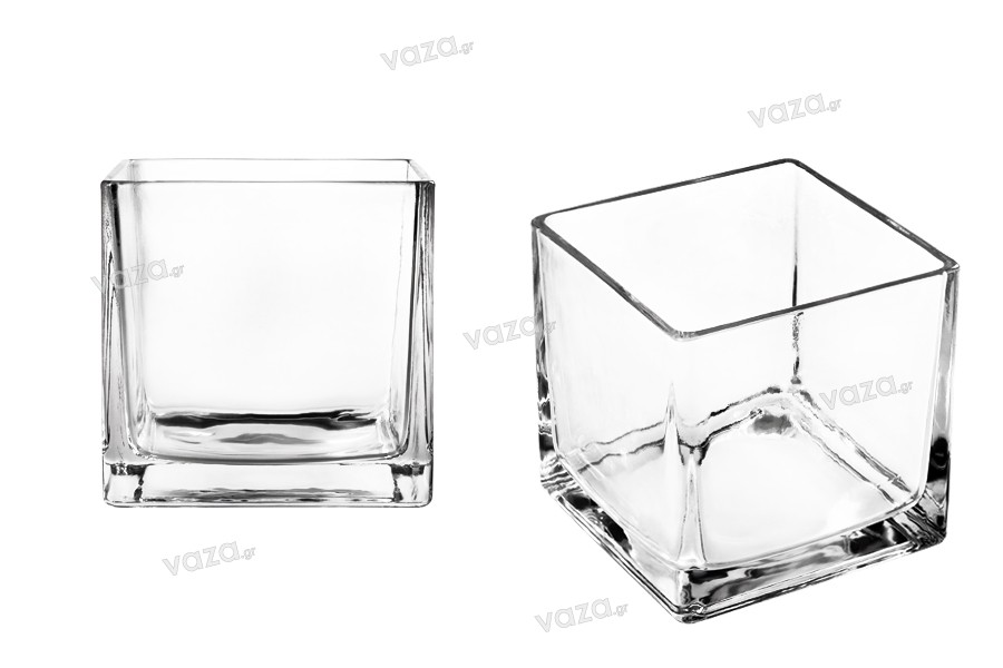 Portacandele in vetro a forma quadrata da  150x150 mm 