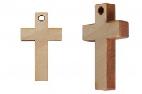 Small wooden crosses with drilled hole - 25 pcs