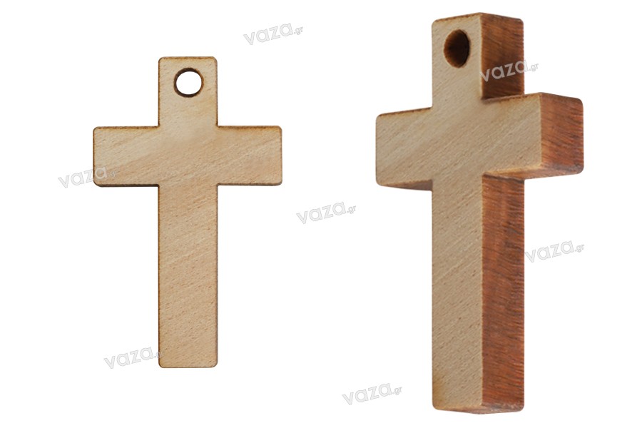 Small wooden crosses with drilled hole - 25 pcs