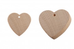 Wooden hearts with drilled hole - 25 pcs