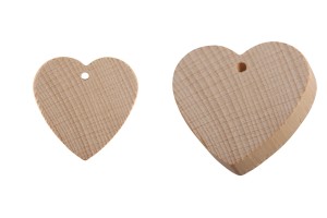 Cuori di legno con foro - 25 pezzi