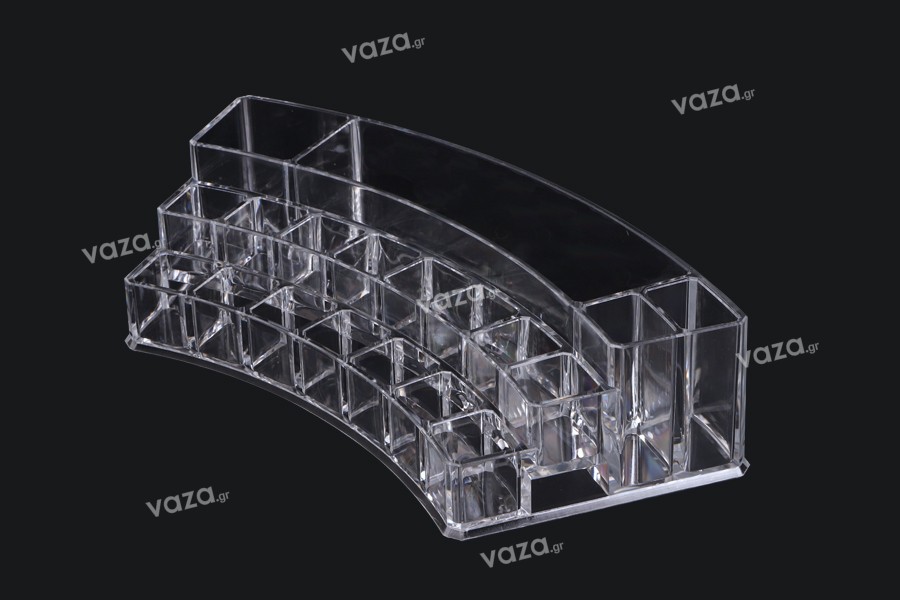 3-Level cosmetics and makeup organizer and storage display holder with 19 compartments in size 300x118x65 mm