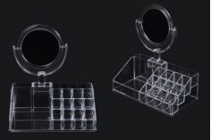 4-Level cosmetics and makeup acrylic organizer and storage display case with 15 compartments and a mirror