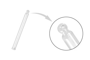 Transparentes Tropfrohr aus Glas mit Kugelspitze für 100-ml-Tropfer mit PP28 – Rohrlänge 95 mm-εικόνα_προϊοντική