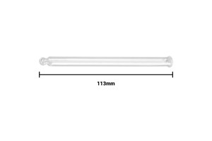 Tube compte-gouttes en verre transparent avec embout boule pour compte-gouttes de 200 ml finition PP28 - Longueur du tube 113 mm-photo_dimensions