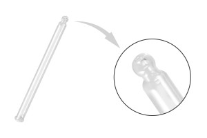 Tube compte-gouttes en verre transparent avec embout boule pour compte-gouttes de 200 ml finition PP28 - Longueur du tube 113 mm-photo_produit