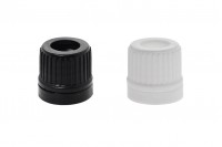 Plastic cap for droppers of 5 to 100 ml in white or black, with safety ring