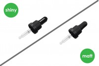 Dropper 10 ml with black wide tamper-evident cap and rubber teat in shiny black or black MAT - individually wrapped