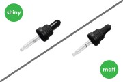 Dropper 20 ml with black wide tamper-evident cap and rubber teat in shiny black or black MAT - individually wrapped