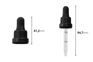 Contagocce da 30 ml con tappo di sicurezza largo nero, graduato e pipetta disponibile in nero opaco o lucido - confezione singola.-3