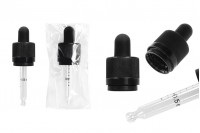 Compte-gouttes 15 ml avec sécurité CRC, tétine en MAT noir et graduation - convient également pour cigarette électronique (emballage individuel)