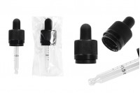 Compte-gouttes de 15 ml avec sécurité CRC, pipette en MAT noir et graduation - convient pour la cigarette électronique (emballage individuel)