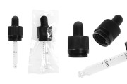 Calibrated clear glass CRC dropper 20 ml with rubber teat in black color