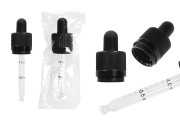 Calibrated clear glass CRC dropper 30 ml with rubber teat in black color