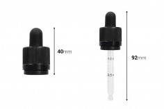 Calibrated clear glass CRC dropper 30 ml with rubber teat in black color