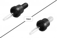 Dropper 10 ml with black wide safety cap and rubber teat in semi-transparent or black MAT - individually wrapped (non graduated)