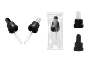 20 ml Tropfer mit schwarzer breiter Sicherheitskappe, ohne Bewertung und transparentem oder schwarzem MAT-Schnuller - in Einzelverpackung-2