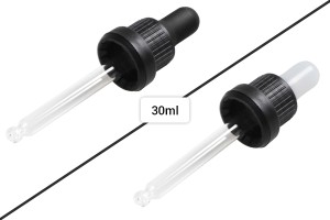 30 ml Tropfer mit schwarzer breiter Sicherheitskappe, ohne Bewertung und transparentem oder schwarzem MAT-Schnuller - in Einzelverpackung-1