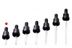 5 ml drip gauge with black wide safety cap, no grading and semi-transparent or black MAT pacifier - individually wrapped