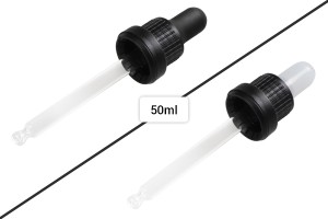 Tropfer 50 ml mit schwarzer breiter Sicherheitskappe, ohne Bewertung und transparentem Schnuller schwarz MAT - in Einzelverpackung-1