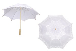 Stoffhochzeitsschirm mit weißer Spitze-bildabmessungen