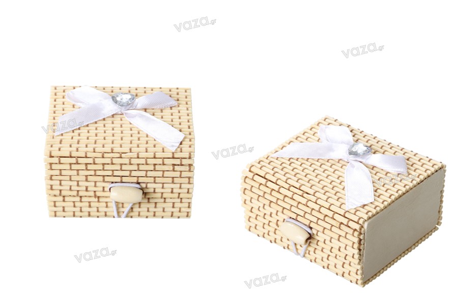 Ξύλινο τετράγωνο κουτάκι bamboo για μπομπονιέρες
