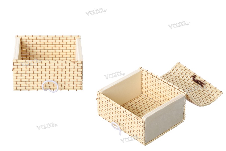 Scatola quadrata in legno di bambù per bomboniere