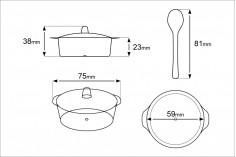 Set vasetti (tazze) in plastica con cucchiaini per dolci e piccoli profiteroles - confezione da 12 pz (per cod. 239-1)
