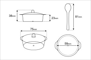 Jeu de pots en plastique (tasses) avec cuillères pour bonbons et petites profiteroles - en lot de 12 pièces (pour code 239-1)-3