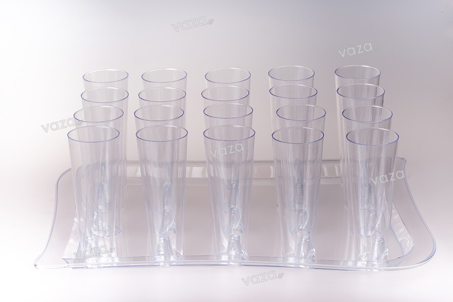 Σετ γάμου: Δίσκος με 20 ποτήρια πλαστικά για ποτά και σαμπάνια 