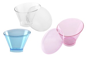 Petit bol pour gâteaux de baptême 130 ml en plastique asymétrique avec couvercle - 30 pcs-1