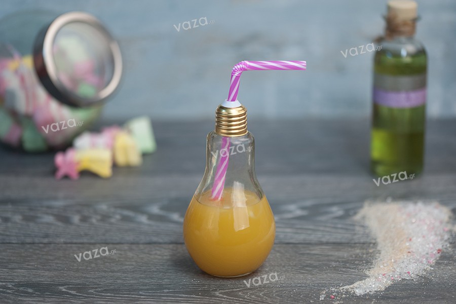 Μπουκάλι γυάλινο σε ιδιαίτερο σχήμα λάμπας 250 ml - χωρίς καπάκι