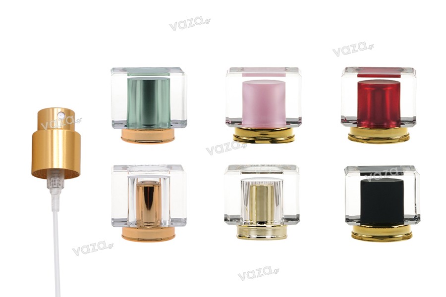 Set - goldfarbenes Spray mit Acrylkappe (PP15) in verschiedenen Farben - 6-tlg