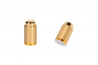Luxury aluminum cap with button in matt gold color for droplets 5 to 100 ml