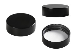 Bouchon en plastique noir avec joint intérieur pour bocaux de 50 ml-1