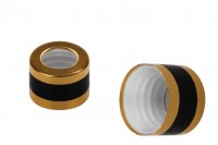 Gold lid with black stripe for droplets 5 to 100 ml