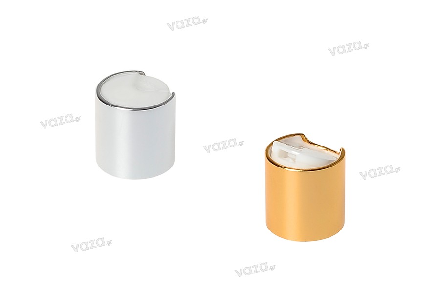 Disk-top καπάκι πλαστικό PP24 με επικάλυψη αλουμινίου σε χρυσό ή ασημί χρώμα