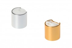 Disk-top πλαστικό καπάκι PP28 με επικάλυψη αλουμινίου σε χρυσό ή ασημί χρώμα