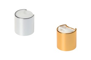 Tappo Disk-top in plastica PP28 con rivestimento in alluminio disponibile nei colori oro o argento.-εικόνα_προϊοντική