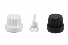 Καπάκι πλαστικό ασφαλείας PP18 μαύρο με εσωτερικό σταγονόμετρο σε διάφορα χρώματα - 50 τμχ