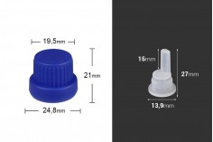 Safety plastic cap PP18 wide with inner dropper 22mm - 50 pcs