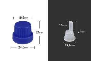 Tappo di sicurezza in plastica nera PP18 con contagocce interno - 50 pz-εικόνα_διαστάσεις