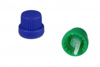 Καπάκι πλαστικό ασφαλείας PP18 μαύρο με εσωτερικό σταγονόμετρο σε μπλε ή πρασινο χρώμα 50 τμχ