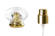 Spray pump and lid acrylic in golden color with transparent (PP 15) - 6 pcs