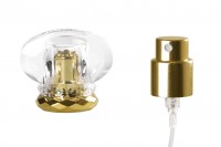 Spray pump and lid acrylic in golden color with transparent (PP 15) - 6 pcs